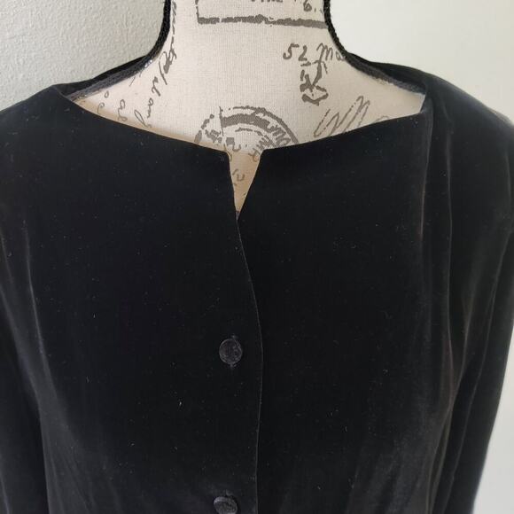 Vintage Finity Naturals Black Velvet Long Sleeve Top Sz 10 Rayon Silk Blend - Picture 6 of 9